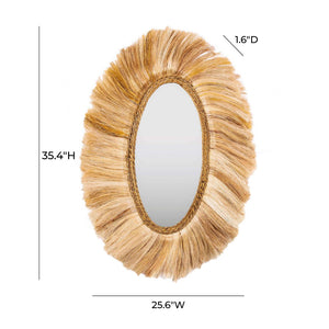 TOV Furniture Tribal 25.6"x35.4" Handcrafted Abaca Grass Oval Wall Mirror – Elegant Natural Décor for Any Space TOV-C21005