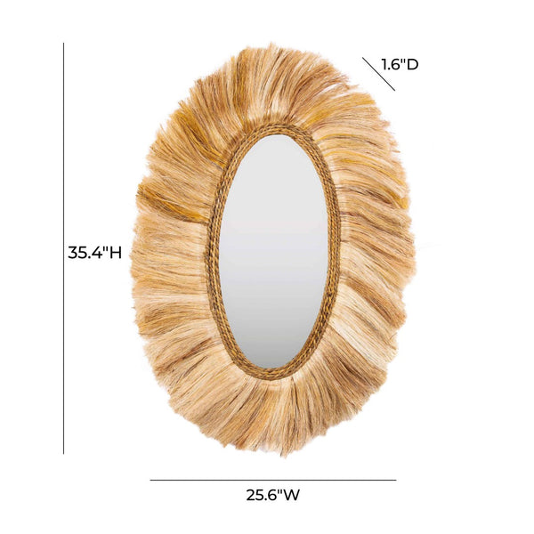TOV Furniture Tribal 25.6"x35.4" Handcrafted Abaca Grass Oval Wall Mirror – Elegant Natural Décor for Any Space TOV-C21005