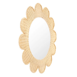 TOV Furniture Coralie 33.4" Handcrafted Rattan Round Mirror - Sculptural Floral Design for Brightening Spaces Natural TOV-C21037