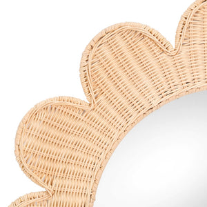 TOV Furniture Coralie 33.4" Handcrafted Rattan Round Mirror - Sculptural Floral Design for Brightening Spaces Natural TOV-C21037