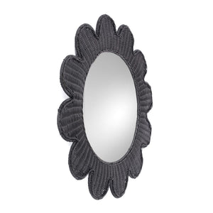 TOV Furniture Coralie 33.4" Handcrafted Rattan Round Mirror - Sculptural Floral Design for Brightening Spaces Black TOV-C21038
