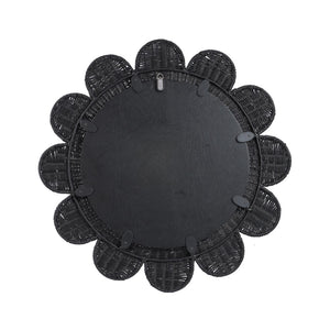 TOV Furniture Coralie 33.4" Handcrafted Rattan Round Mirror - Sculptural Floral Design for Brightening Spaces Black TOV-C21038