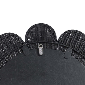 TOV Furniture Coralie 33.4" Handcrafted Rattan Round Mirror - Sculptural Floral Design for Brightening Spaces Black TOV-C21038