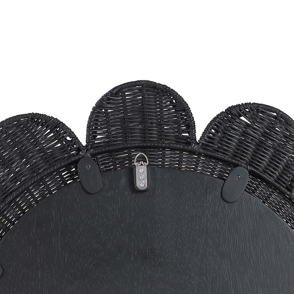 TOV Furniture Coralie 33.4" Handcrafted Rattan Round Mirror - Sculptural Floral Design for Brightening Spaces Black TOV-C21038