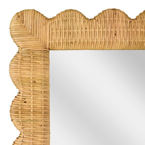 TOV Furniture Bama Coastal-Inspired 29.1" x 75" Handcrafted Natural Rattan Wall Mirror for Brightening Spaces TOV-C21048