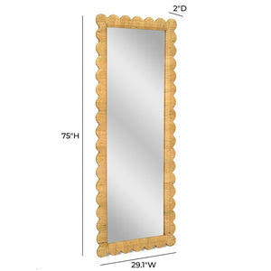 TOV Furniture Bama Coastal-Inspired 29.1" x 75" Handcrafted Natural Rattan Wall Mirror for Brightening Spaces TOV-C21048