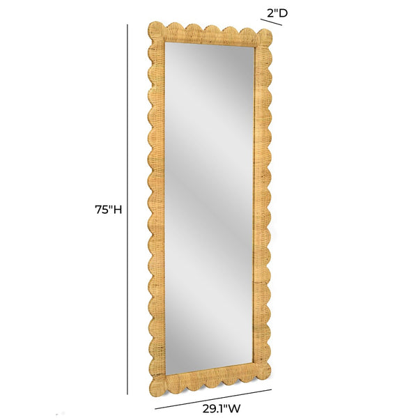 TOV Furniture Bama Coastal-Inspired 29.1" x 75" Handcrafted Natural Rattan Wall Mirror for Brightening Spaces TOV-C21048
