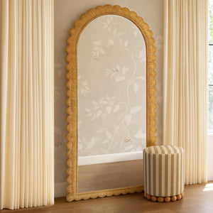 TOV Furniture Bama Jumbo 48" x 79" Handcrafted Natural Rattan Arched Mirror - Coastal Charm for Any Room TOV-C21049