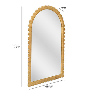 TOV Furniture Bama Jumbo 48" x 79" Handcrafted Natural Rattan Arched Mirror - Coastal Charm for Any Room TOV-C21049