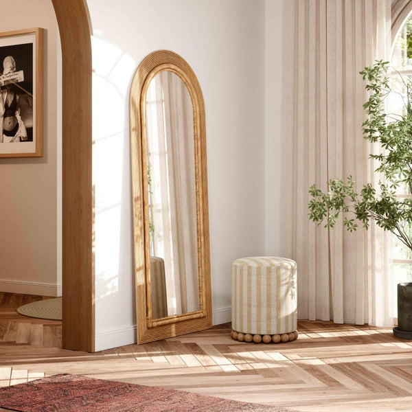 TOV Furniture Tanya 70" Bohemian Rattan Floor Mirror - Handcrafted Organic Design for Elegant Home Décor Natural TOV-C54314