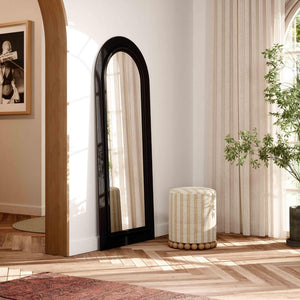 TOV Furniture Tanya 70" Bohemian Rattan Floor Mirror - Handcrafted Organic Design for Elegant Home Décor Black TOV-C54315