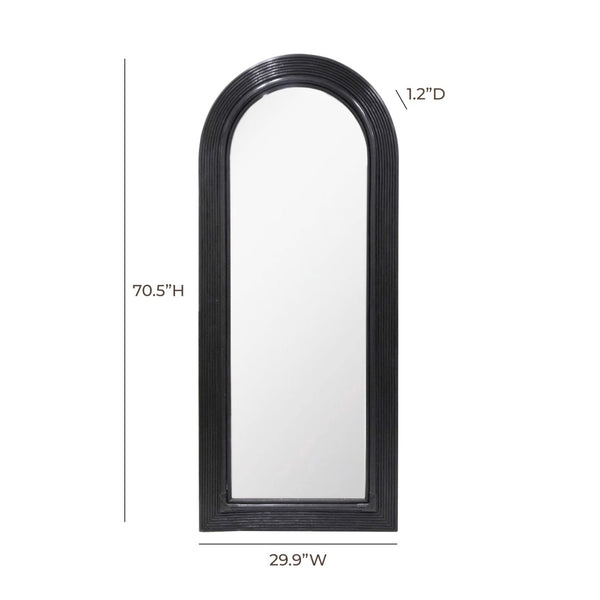 TOV Furniture Tanya 70" Bohemian Rattan Floor Mirror - Handcrafted Organic Design for Elegant Home Décor Black TOV-C54315
