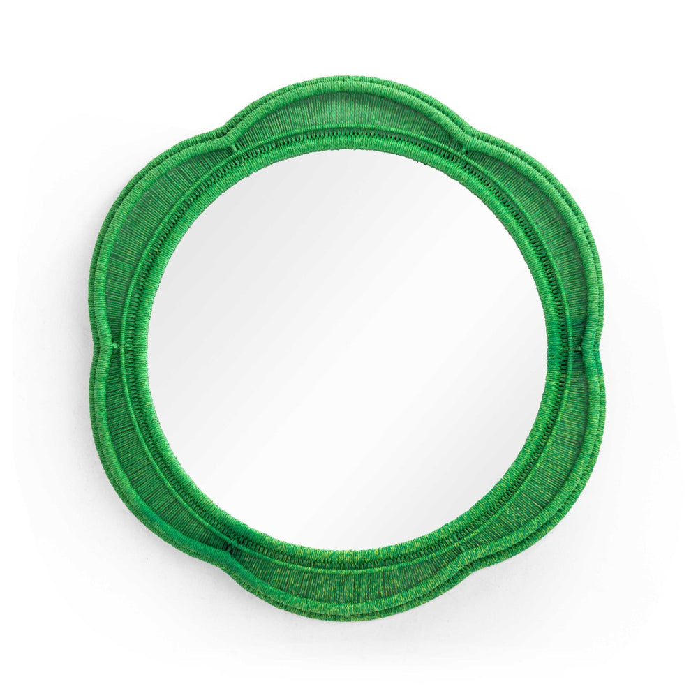 TOV Furniture Zeva 26.6" Handcrafted Round Wall Mirror - Artisanal Accent for Entryways, Living Rooms, and More Green TOV-C54418