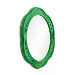 Tov Furniture Zeva Bold Artistry Wall Mirror - Hand-wrapped Spun Paper Cord Frame For Stunning Home Décor Accent Green Glass,Mdf,Metal,Paper Cord Tov-c54418