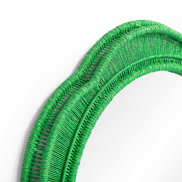 Tov Furniture Zeva Bold Artistry Wall Mirror - Hand-wrapped Spun Paper Cord Frame For Stunning Home Décor Accent Green Glass,Mdf,Metal,Paper Cord Tov-c54418