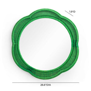 Tov Furniture Zeva Bold Artistry Wall Mirror - Hand-wrapped Spun Paper Cord Frame For Stunning Home Décor Accent Green Glass,Mdf,Metal,Paper Cord Tov-c54418