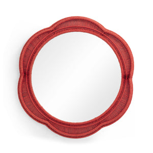 Tov Furniture Zeva Bold Artistry Wall Mirror - Hand-wrapped Spun Paper Cord Frame For Stunning Home Décor Accent Red Glass,Mdf,Metal,Paper Cord Tov-c54419