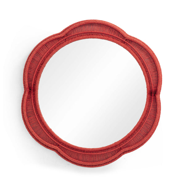 Tov Furniture Zeva Bold Artistry Wall Mirror - Hand-wrapped Spun Paper Cord Frame For Stunning Home Décor Accent Red Glass,Mdf,Metal,Paper Cord Tov-c54419