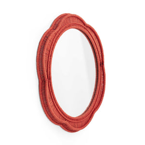 Tov Furniture Zeva Bold Artistry Wall Mirror - Hand-wrapped Spun Paper Cord Frame For Stunning Home Décor Accent Red Glass,Mdf,Metal,Paper Cord Tov-c54419