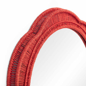 TOV Furniture Zeva 26.6" Handcrafted Round Wall Mirror - Artisanal Accent for Entryways, Living Rooms, and More Red TOV-C54419