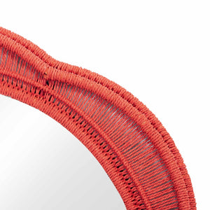 TOV Furniture Zeva 26.6" Handcrafted Round Wall Mirror - Artisanal Accent for Entryways, Living Rooms, and More Red TOV-C54419
