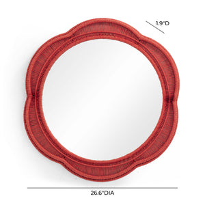 Tov Furniture Zeva Bold Artistry Wall Mirror - Hand-wrapped Spun Paper Cord Frame For Stunning Home Décor Accent Red Glass,Mdf,Metal,Paper Cord Tov-c54419