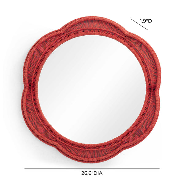 Tov Furniture Zeva Bold Artistry Wall Mirror - Hand-wrapped Spun Paper Cord Frame For Stunning Home Décor Accent Red Glass,Mdf,Metal,Paper Cord Tov-c54419