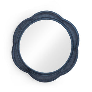 Tov Furniture Zeva Bold Artistry Wall Mirror - Hand-wrapped Spun Paper Cord Frame For Stunning Home Décor Accent Blue Glass,Mdf,Metal,Paper Cord Tov-c54420