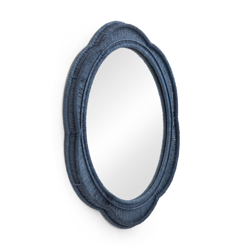 Tov Furniture Zeva Bold Artistry Wall Mirror - Hand-wrapped Spun Paper Cord Frame For Stunning Home Décor Accent Blue Glass,Mdf,Metal,Paper Cord Tov-c54420