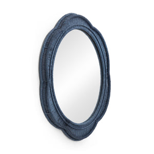 Tov Furniture Zeva Bold Artistry Wall Mirror - Hand-wrapped Spun Paper Cord Frame For Stunning Home Décor Accent Blue Glass,Mdf,Metal,Paper Cord Tov-c54420
