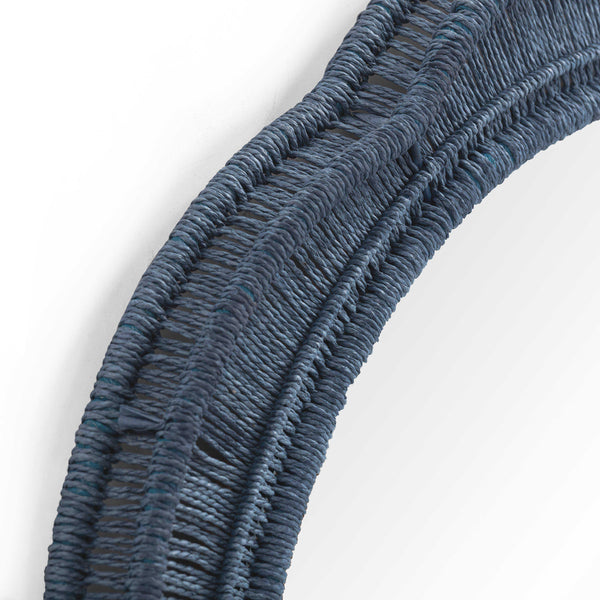 Tov Furniture Zeva Bold Artistry Wall Mirror - Hand-wrapped Spun Paper Cord Frame For Stunning Home Décor Accent Blue Glass,Mdf,Metal,Paper Cord Tov-c54420