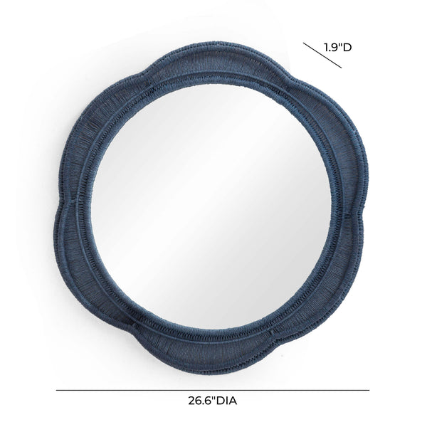 Tov Furniture Zeva Bold Artistry Wall Mirror - Hand-wrapped Spun Paper Cord Frame For Stunning Home Décor Accent Blue Glass,Mdf,Metal,Paper Cord Tov-c54420