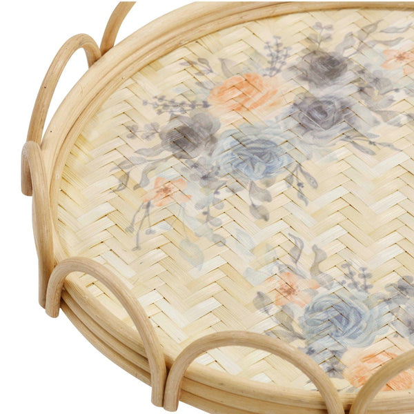 TOV Furniture Corey Handwoven Bamboo Figure Eight Tray - Bright Floral Accent for Serving & Home Décor Charm TOV-C54428