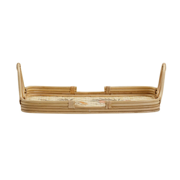 TOV Furniture Corey Floral Bamboo Tray - Handwoven Rattan & Bamboo Serving Tray with Artisanal Charm & Style TOV-C54429