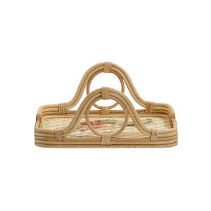 TOV Furniture Corey Floral Bamboo Tray - Handwoven Rattan & Bamboo Serving Tray with Artisanal Charm & Style TOV-C54429