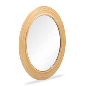 TOV Furniture Tanya Rattan Round Wall Mirror – Bohemian Fluted Frame for Brightening Any Space with Style Natural TOV-C54445