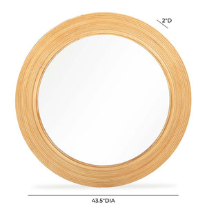 TOV Furniture Tanya Rattan Round Wall Mirror – Bohemian Fluted Frame for Brightening Any Space with Style Natural TOV-C54445