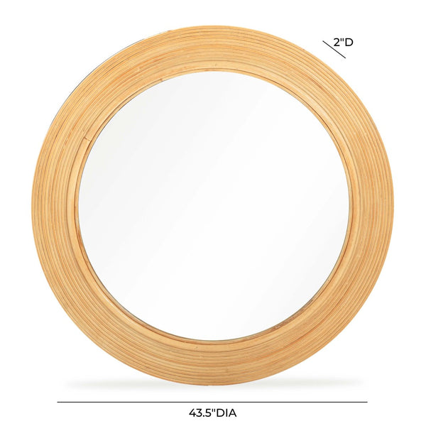 TOV Furniture Tanya Rattan Round Wall Mirror – Bohemian Fluted Frame for Brightening Any Space with Style Natural TOV-C54445