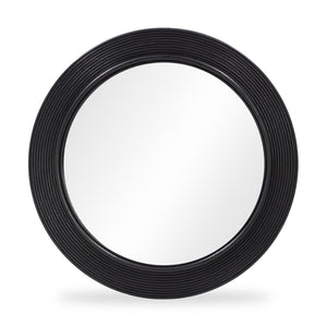 TOV Furniture Tanya Rattan Round Wall Mirror – Bohemian Fluted Frame for Brightening Any Space with Style Black TOV-C54446