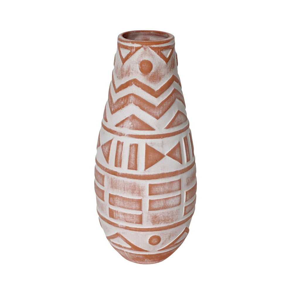 TOV Furniture Earthenware Aztec Teardrop Vase – Handcrafted Terracotta Accent for Boho & Modern Decor Styles TOV-C54680