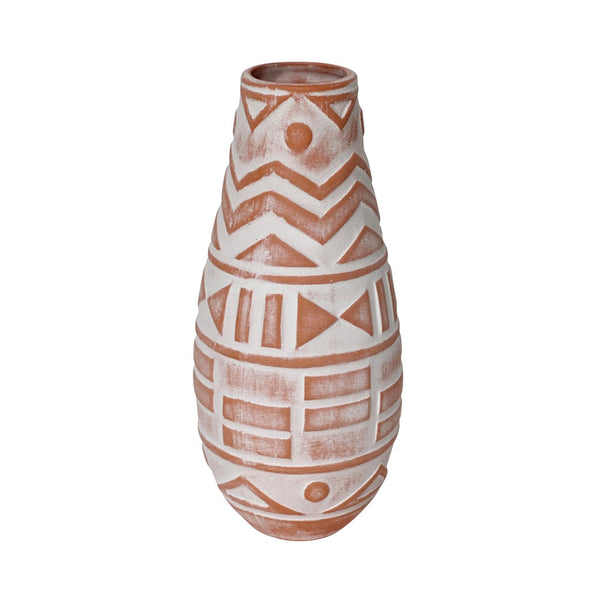 TOV Furniture Earthenware Aztec Teardrop Vase – Handcrafted Terracotta Accent for Boho & Modern Decor Styles TOV-C54680