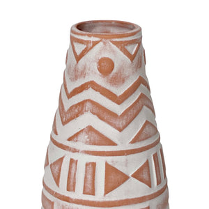 TOV Furniture Earthenware Aztec Teardrop Vase – Handcrafted Terracotta Accent for Boho & Modern Decor Styles TOV-C54680