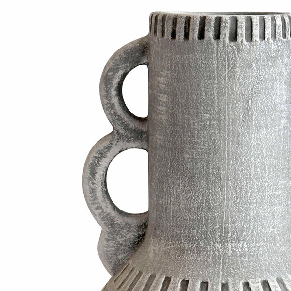 TOV Furniture Earthenware Aztec Handled Flower Vase - Artisan Slate Design for Modern & Bohemian Decor TOV-C54681