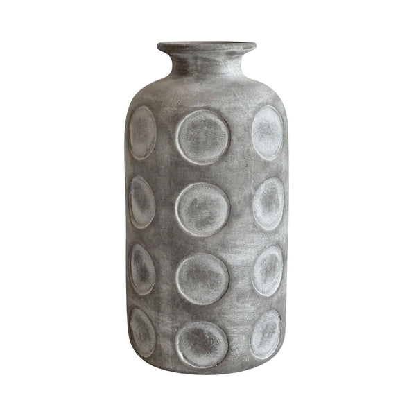 TOV Furniture Earthenware Tub Vase - Handcrafted Aztec-Inspired Flower Holder in Grey for Modern Decor Styles TOV-C54682