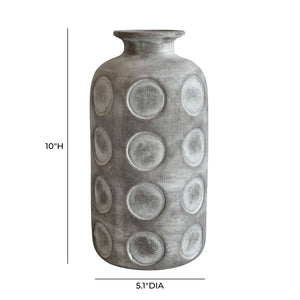 TOV Furniture Earthenware Tub Vase - Handcrafted Aztec-Inspired Flower Holder in Grey for Modern Decor Styles TOV-C54682
