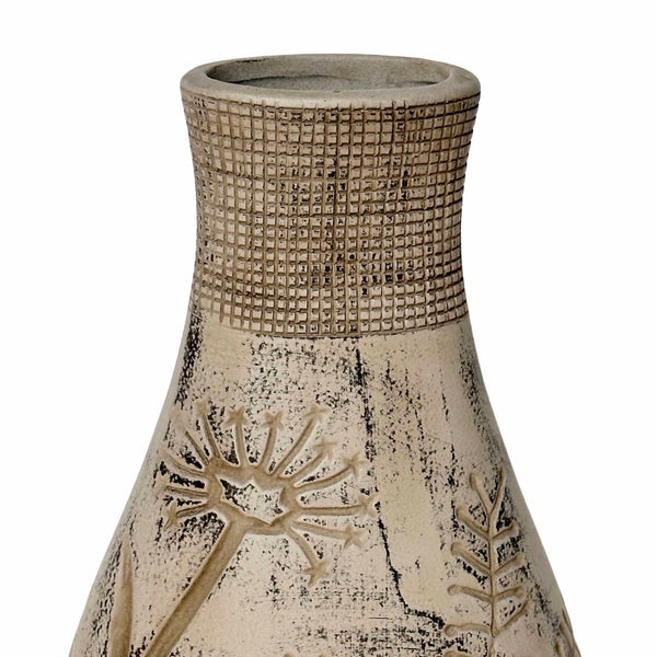 TOV Furniture Earthenware Hand-Painted Floral Vase in Grey - Artisanal Charm for Modern & Boho Spaces, 13" Tall TOV-C54683