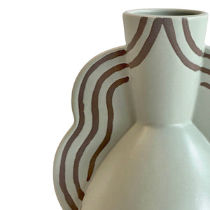 TOV Furniture Ceramic Handcrafted Wavy Vase with Sage Glaze – Unique Artisanal Decor for Modern Boho Spaces TOV-C54691