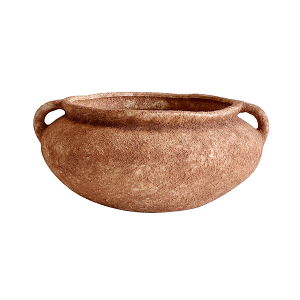 TOV Furniture Earthenware Wide Bowl with Handles – Handcrafted Terracotta Accent for Modern & Boho Decor Style TOV-C54695