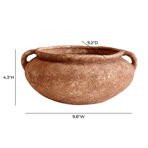 TOV Furniture Earthenware Wide Bowl with Handles – Handcrafted Terracotta Accent for Modern & Boho Decor Style TOV-C54695