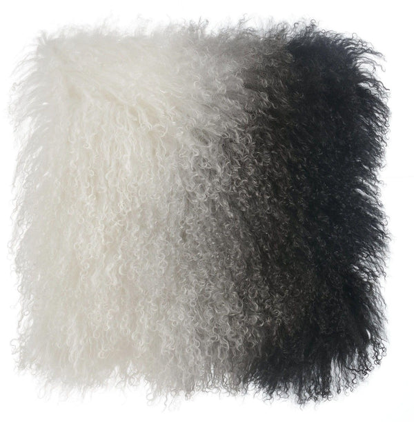 TOV Furniture Tibetan Sheepskin Throw Pillow - Luxurious, Handcrafted Accent for Cozy Home Decor and Style Black and White / 16" TOV-C5700